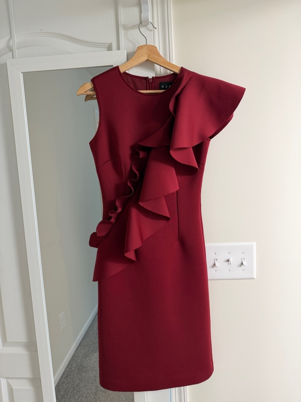 Nero by Jatin Varma Elegant Red Ruffle Sheath Dress